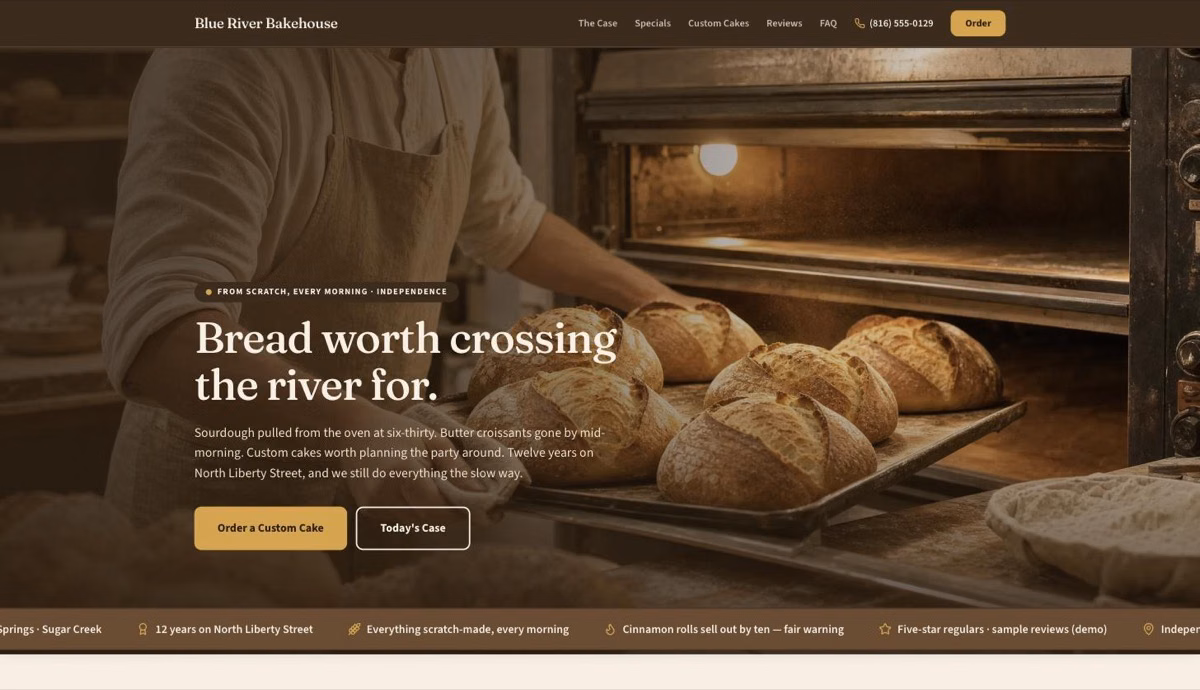 Blue River Bakehouse — Bakery website demo by DFPP Agency