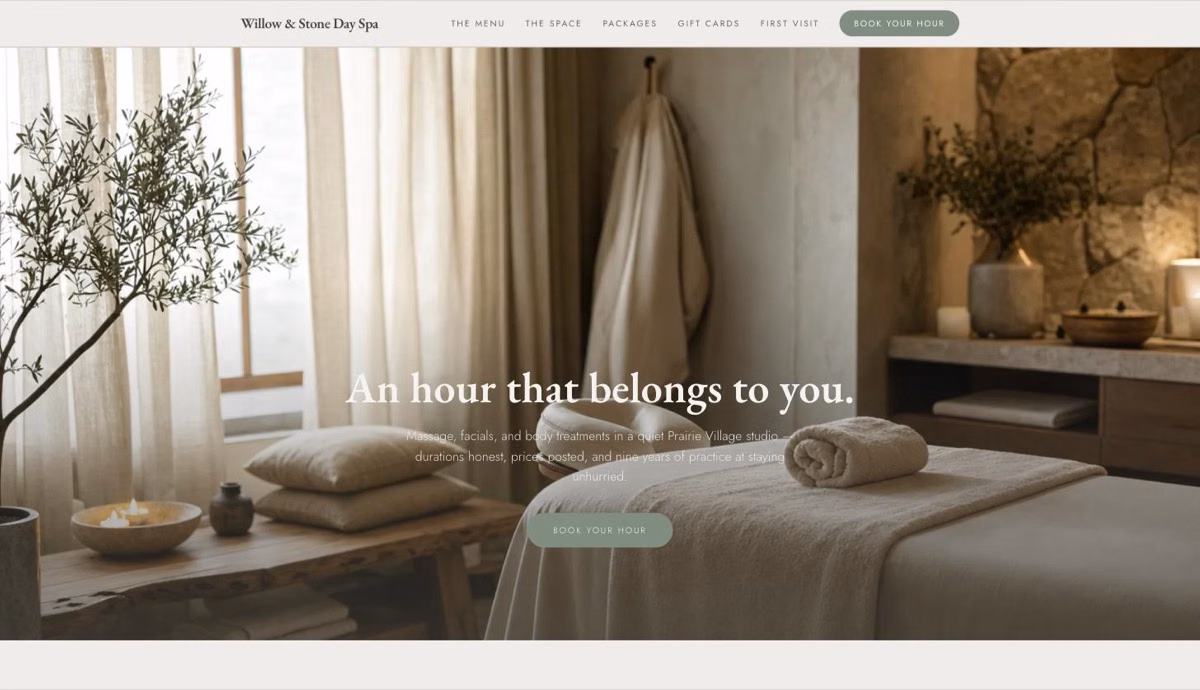 Willow & Stone Day Spa — Day Spa website demo by DFPP Agency