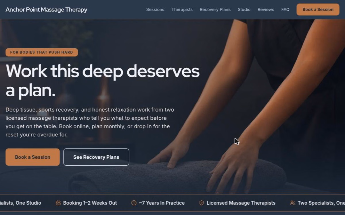 Anchor Point Massage Therapy — Massage Therapy website demo by DFPP Agency