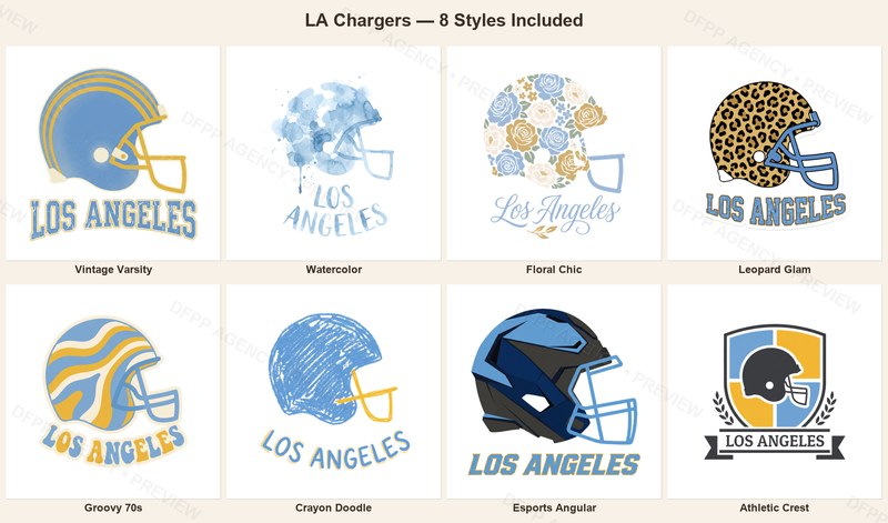 LA Chargers Vintage Crest Sport-Style Digital Bundle