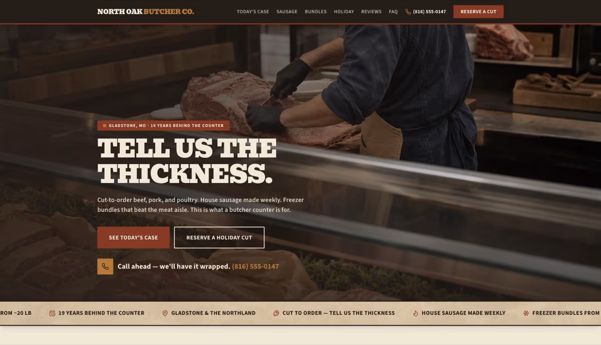 North Oak Butcher Co. homepage