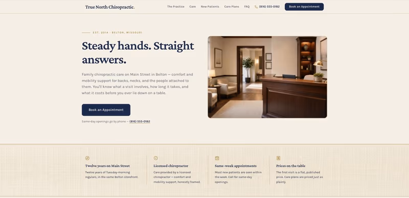 True North Chiropractic homepage