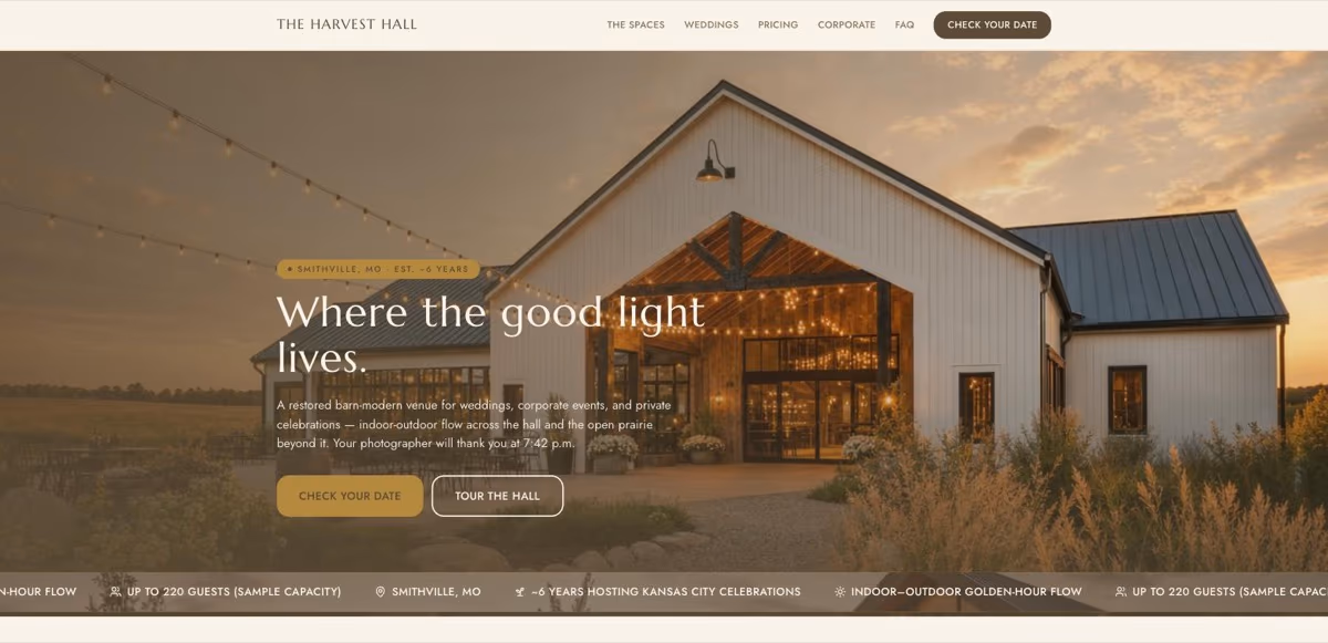 The Harvest Hall homepage
