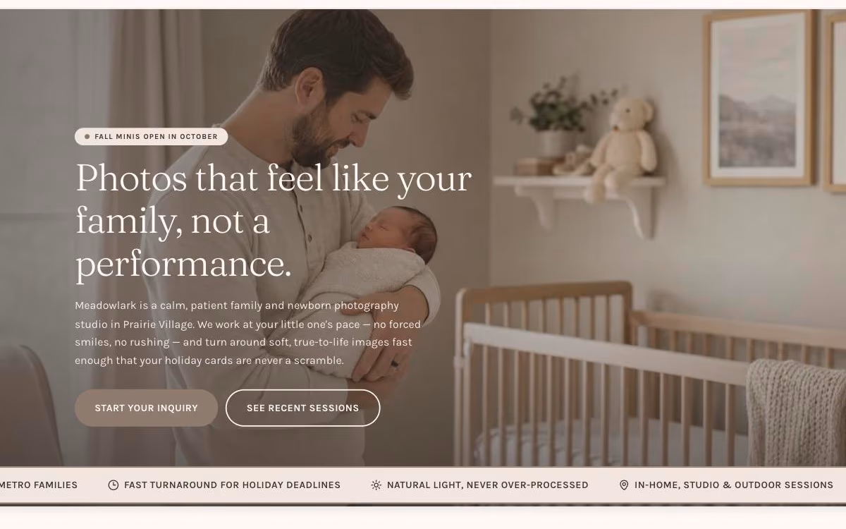 Meadowlark Family & Newborn Photography — Family Photography website demo by DFPP Agency