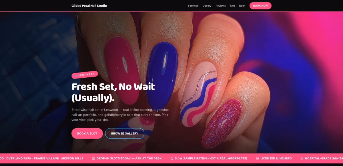 Gilded Petal Nail Studio homepage