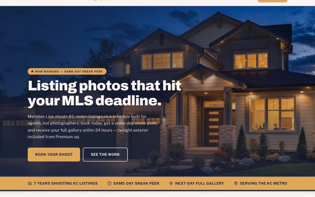 Meridian Line Real Estate Photography — Real Estate Photography website demo by DFPP Agency
