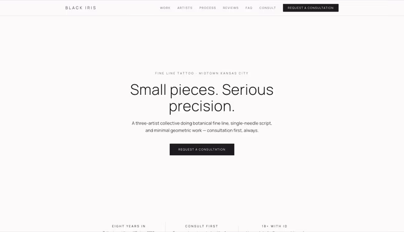 Black Iris Tattoo Collective homepage