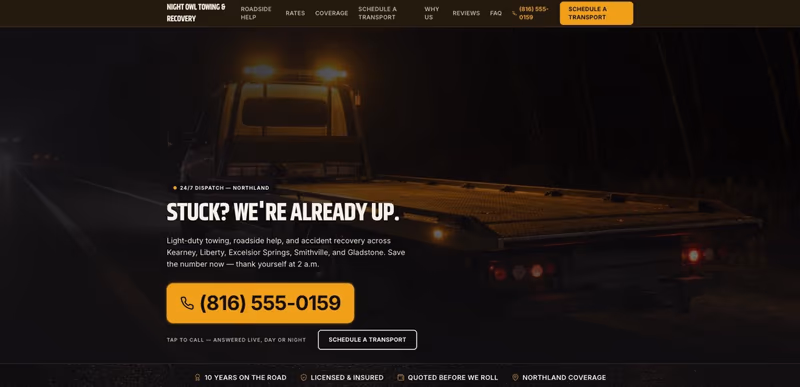 Night Owl Towing & Recovery homepage